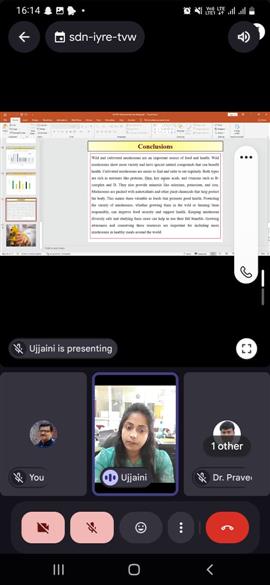सुश्री उज्जैनी किशोर द्वारा (ऑनलाईन) राष्ट्रीय सेमिनार में शोध पत्र प्रस्तुत किया गया। 